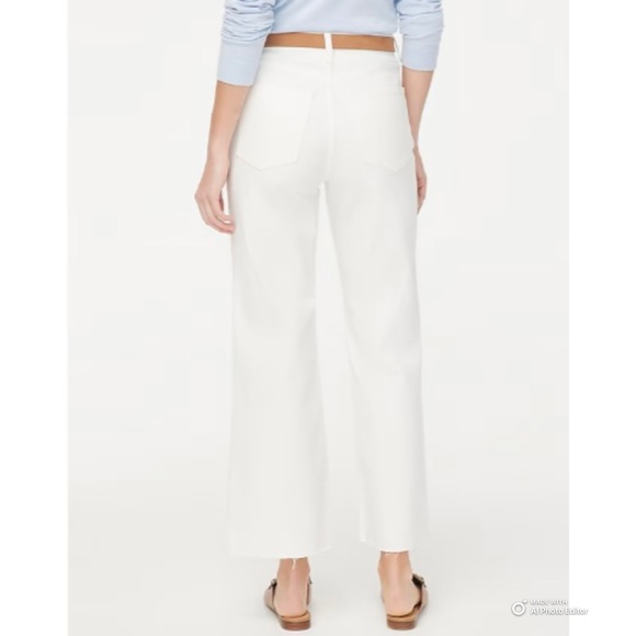 J Crew Factory Tall White Wide-Leg Cropped Jean in All Day Stretch Size 28T NWT - Picture 6 of 17